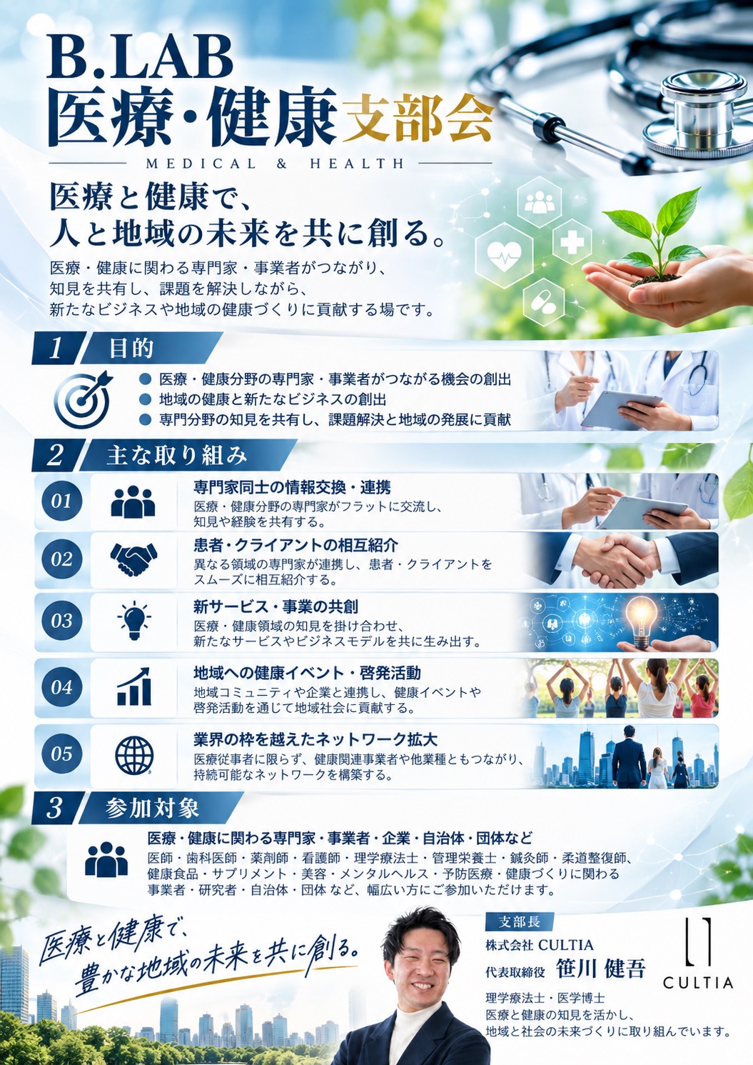 医療・健康支部会のチラシ